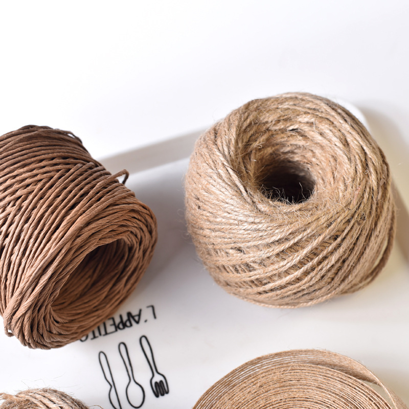 Vintage Hemp Rope Paper Rope Jute Ribbon Baking Packaging Box Decorative Tie Ribbon Rope Card Hanging Card Handmade Box