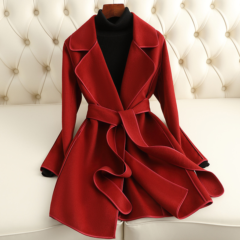 Picture of 2025 New Double-Sided Cashmere Coat Women's Mid-Length Slim Small Fragrance Style Woolen Coat Women's High-End