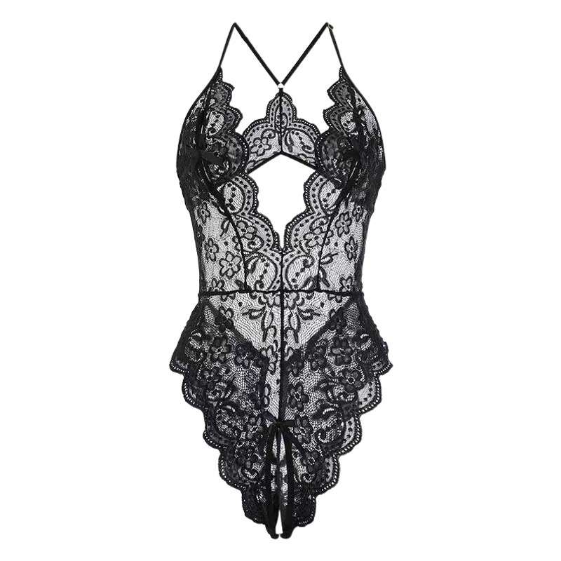 Sexy lingerie sexy open lace temptation small chest big hot passion sexy lace jumpsuit women's uniform