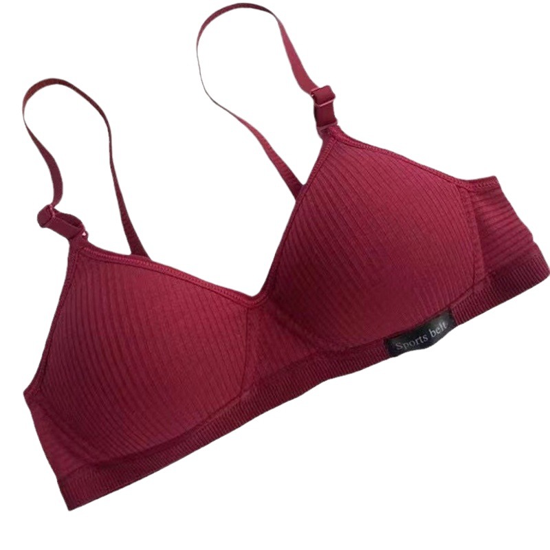 Cotton underwear girl Senior high school student Korean style no steel ring AB cup bra small chest thin gathered anti-sagging