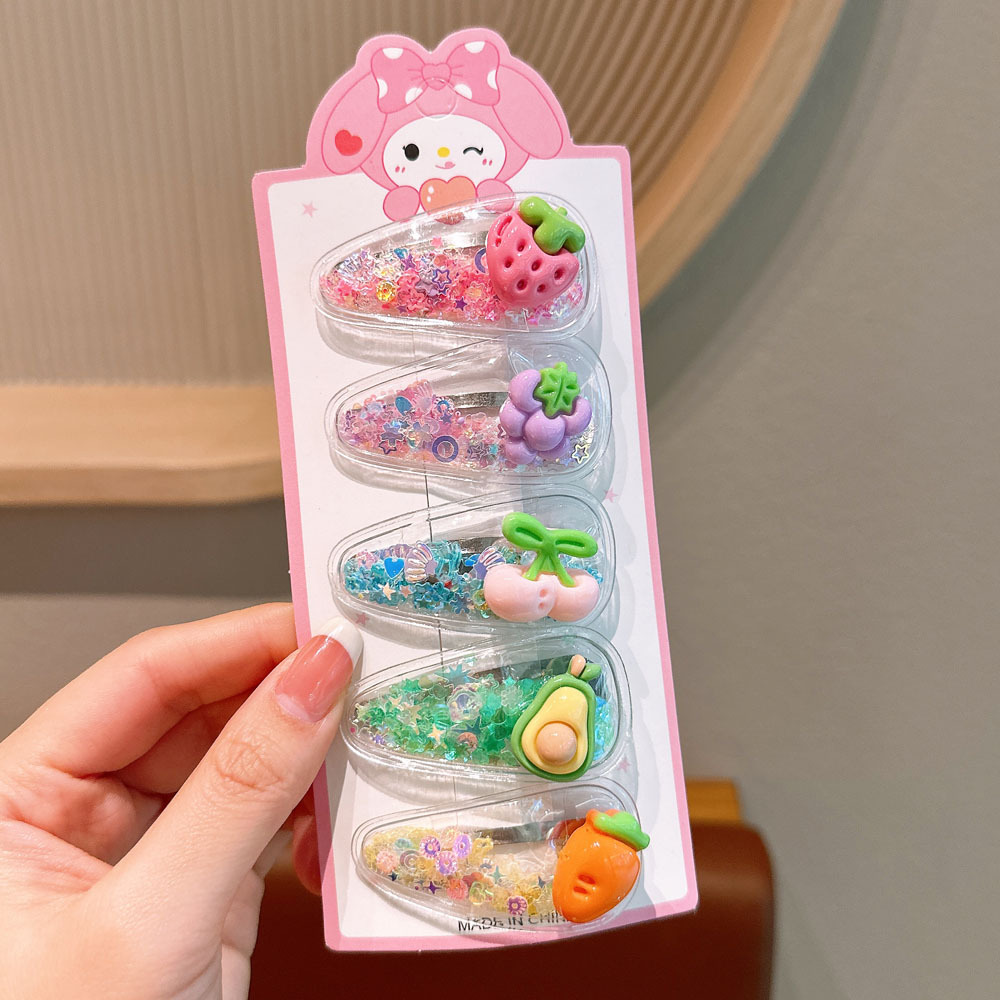 Picture of Children's Hairpin Girls' Headwear Side Side Bangs Clip Kids Baby's quicksand Clip Princess Cute Broken Hairpin bb Clip