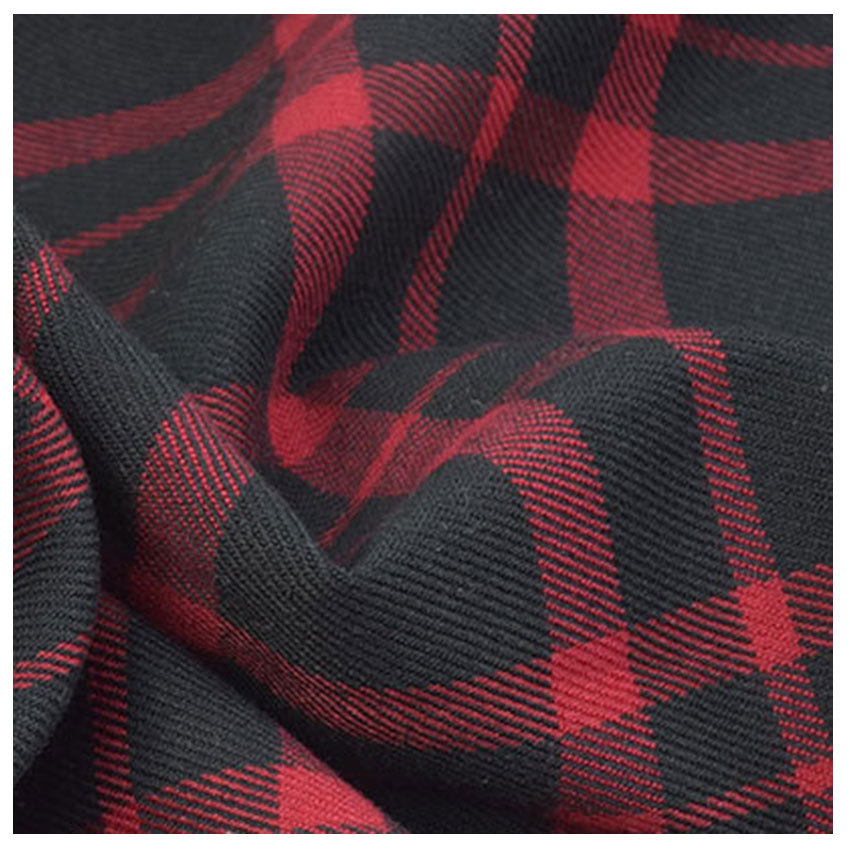 tr polyester viscose yarn-dyed plaid shirt fabric Korean style plaid loose stitching 40d stretch warm shirt fabric