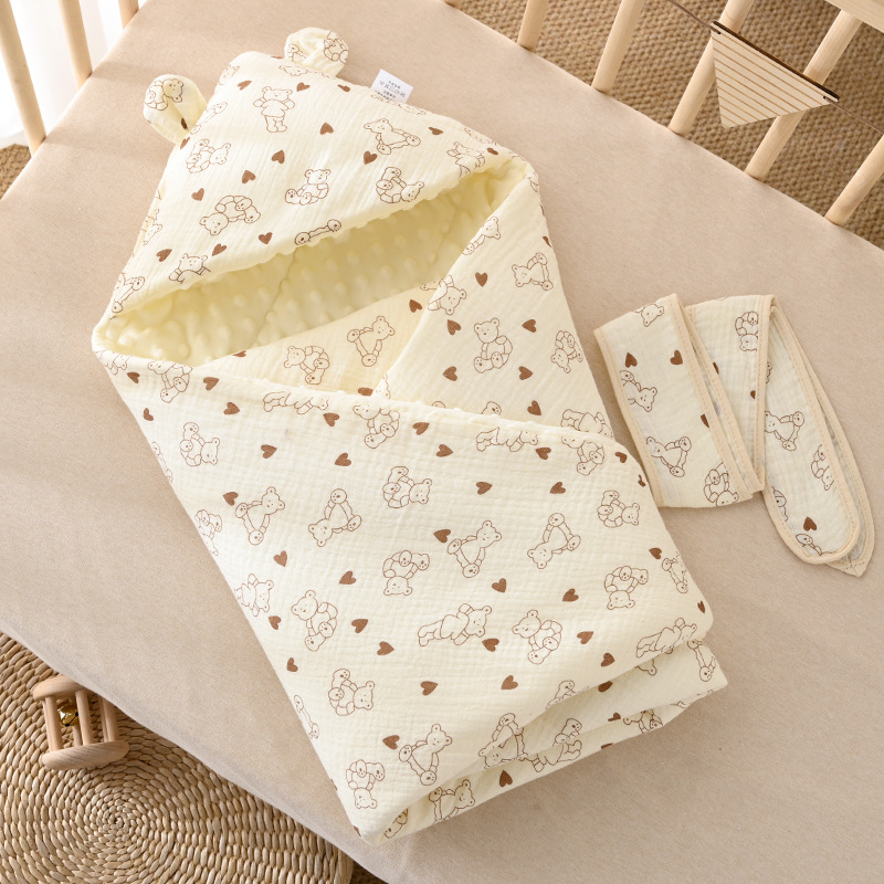 Newborn Baby Holding Quilt Newborn Package Autumn and Winter Thick Pure Cotton Baby November Production Room Package Single Doudou Velvet