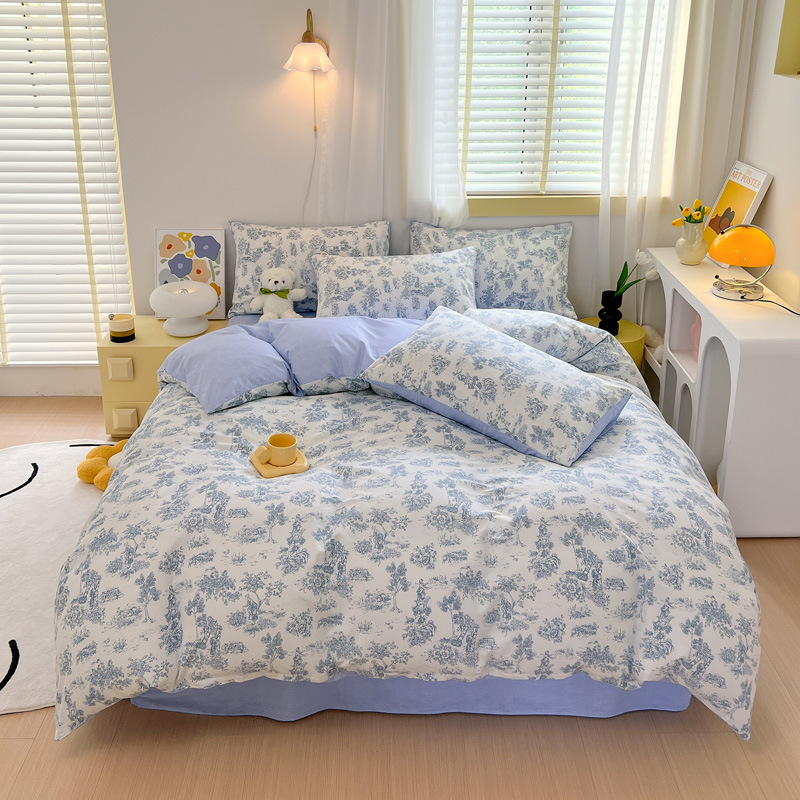 Picture of Nantong bed four-piece cotton sheet Nordic style 100 cotton four-piece set three-piece set Wholesale