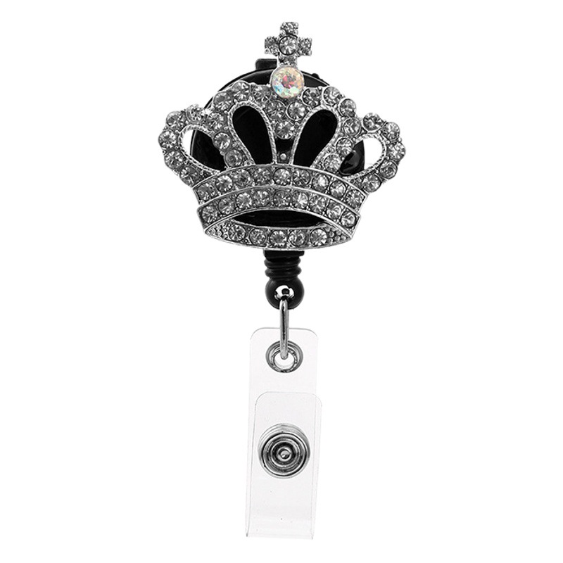 Europe and the United States cross-border SAC drill red, blue and white three-color crown personality easy-to-pull buckle ID buckle work card easy-to-pull manufacturers direct supply