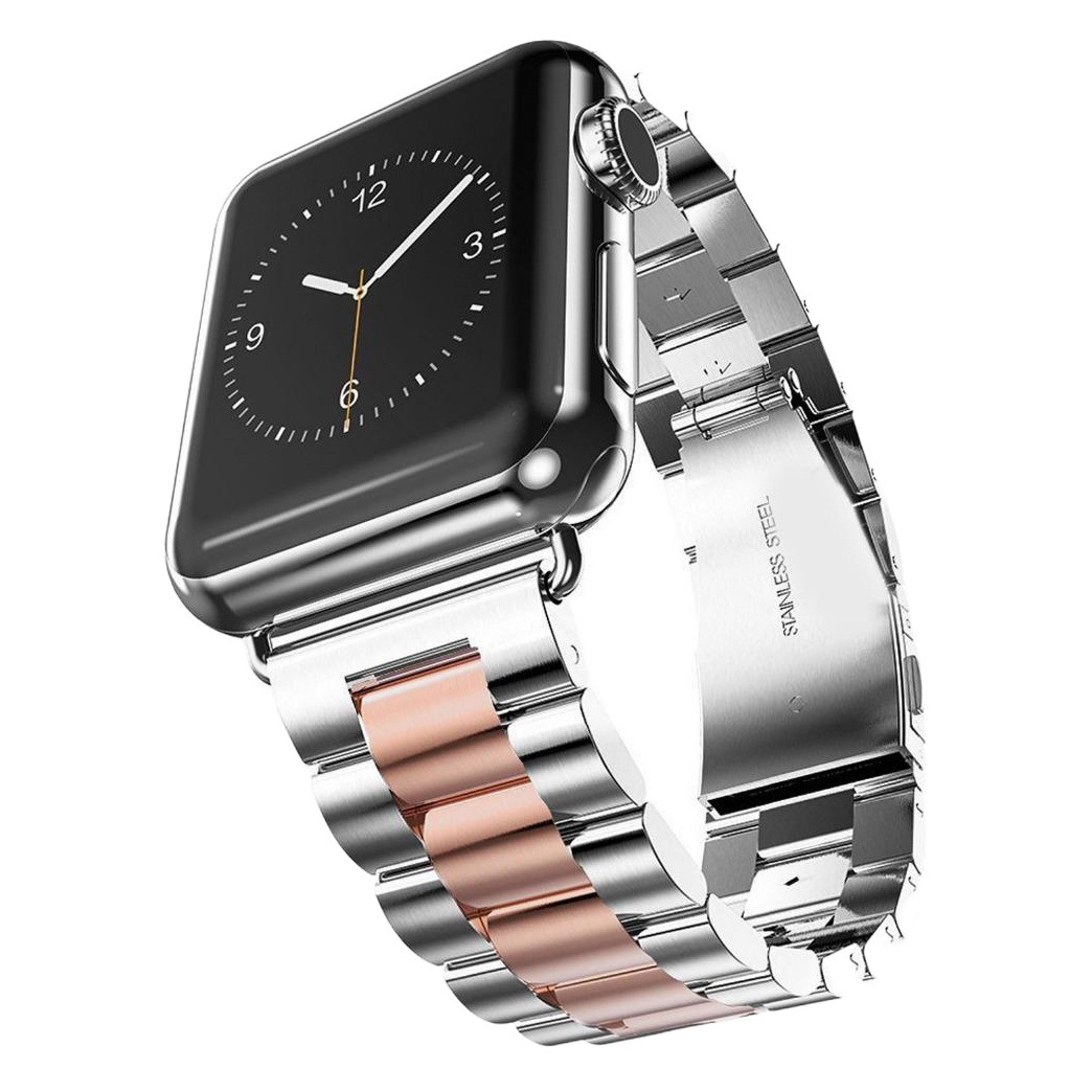 For Apple applewatch Three Bead Stainless Steel Strap Iwatch Metal Smart Watch Strap