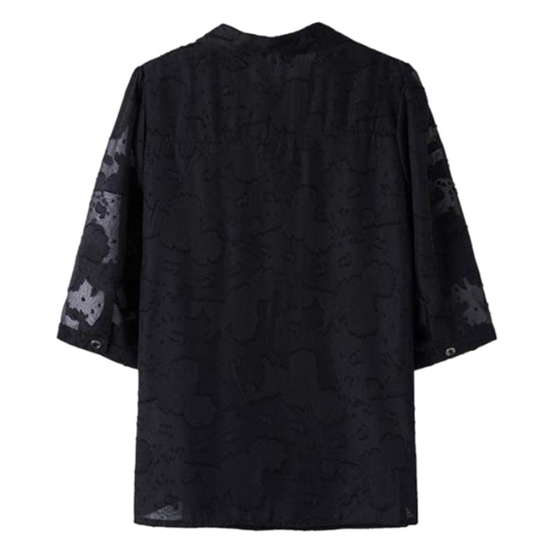 Real Shot Women's Chiffon Shirt Summer Fashion plus size Loose Belly Covering Top New Mid-Sleeve Shirt for Women