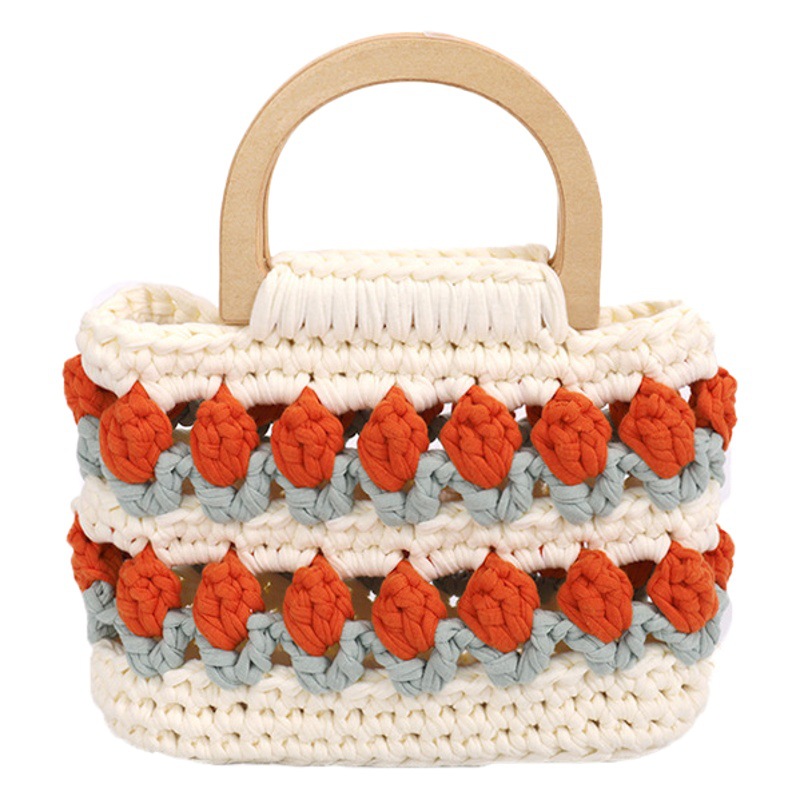 Tulip hand-woven bag homemade cloth line diy material bag gift for girlfriend handbag for female