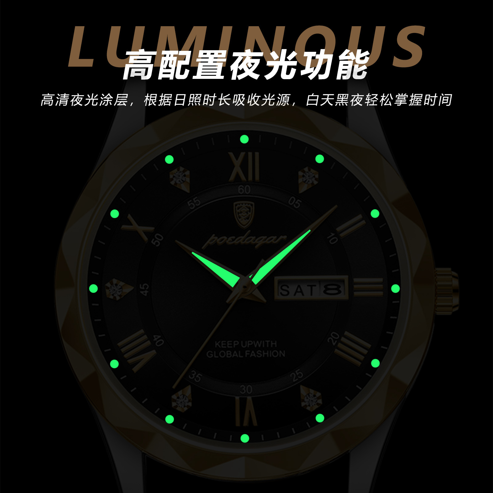 Picture of Swiss brand waterproof luminous new men's watch belt quartz watch live foreign trade explosions a generation of hair