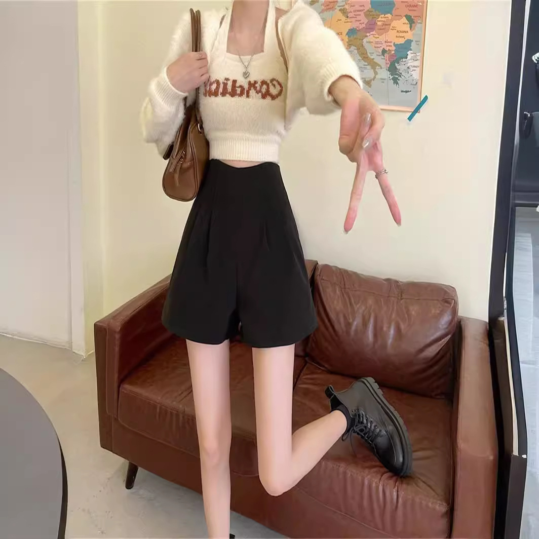 plus size New Woolen Shorts Women's Autumn and Winter Small Body-Slimming Wide Leg Pants for Small Men