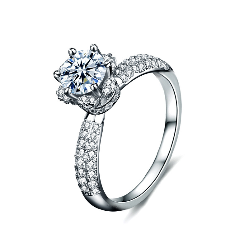 Picture of Clearance pt950 ring Women's sterling silver personality ice queen 1 karat moissanite six claw engagement diamond ring 1 karat