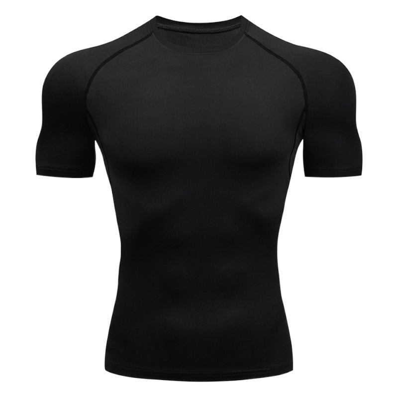 Sports Tight Short-sleeved Men's T-shirt Thin High Elastic Breathable Quick-drying Clothes Basketball Base Clothes Track and Field Training Fitness Top