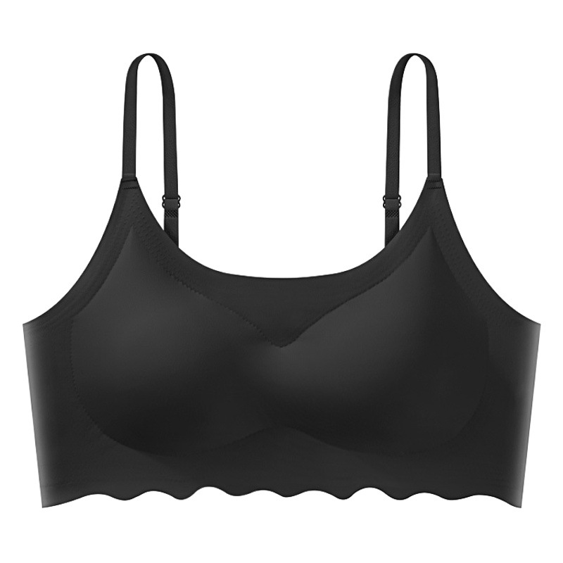 Traceless One-piece Simple Ice Silk Women's Underwear Sling Beautiful Back Chest Wrapping Girl Sports Yoga Rimless Bra