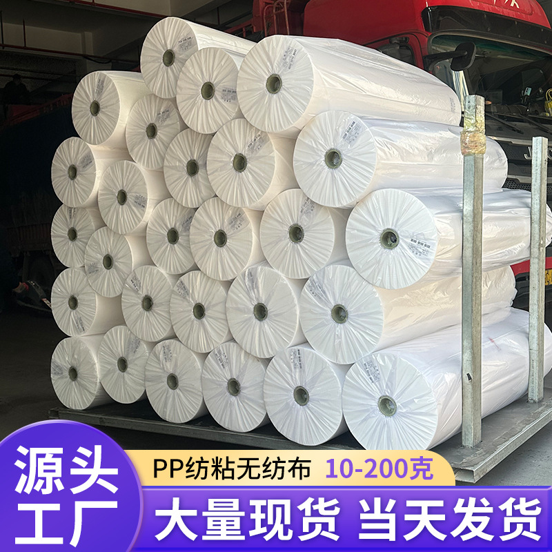 Manufacturer's Ready Stock Polypropylene Cloth White Non-Woven Fabric Roll 30g 40g 80g Pp Non-Woven Fabric in Rolls for Dog Kennel Packaging