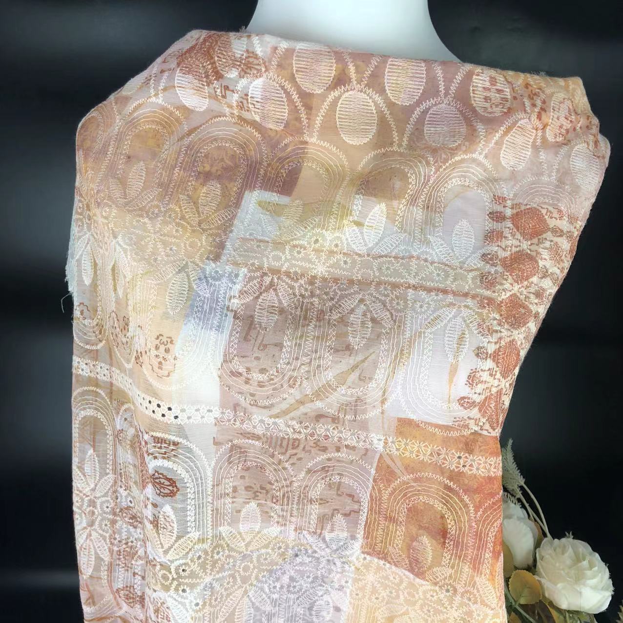 Xiaojun Textile Tie-Dye Pattern Computer Embroidery Printed Fabric Chinese Print Children's Clothing Fabric Dress Han Dynasty
