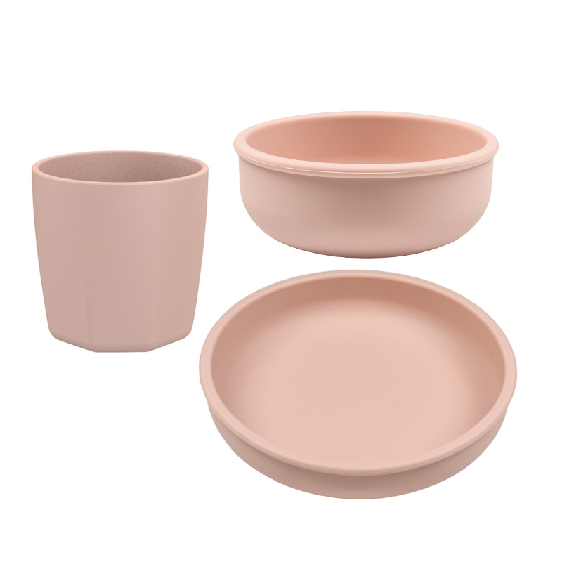 Picture of Wholesale Nordic simple silicone children's tableware suit silicone plate complementary bowl children's fork spoon plate set of 5