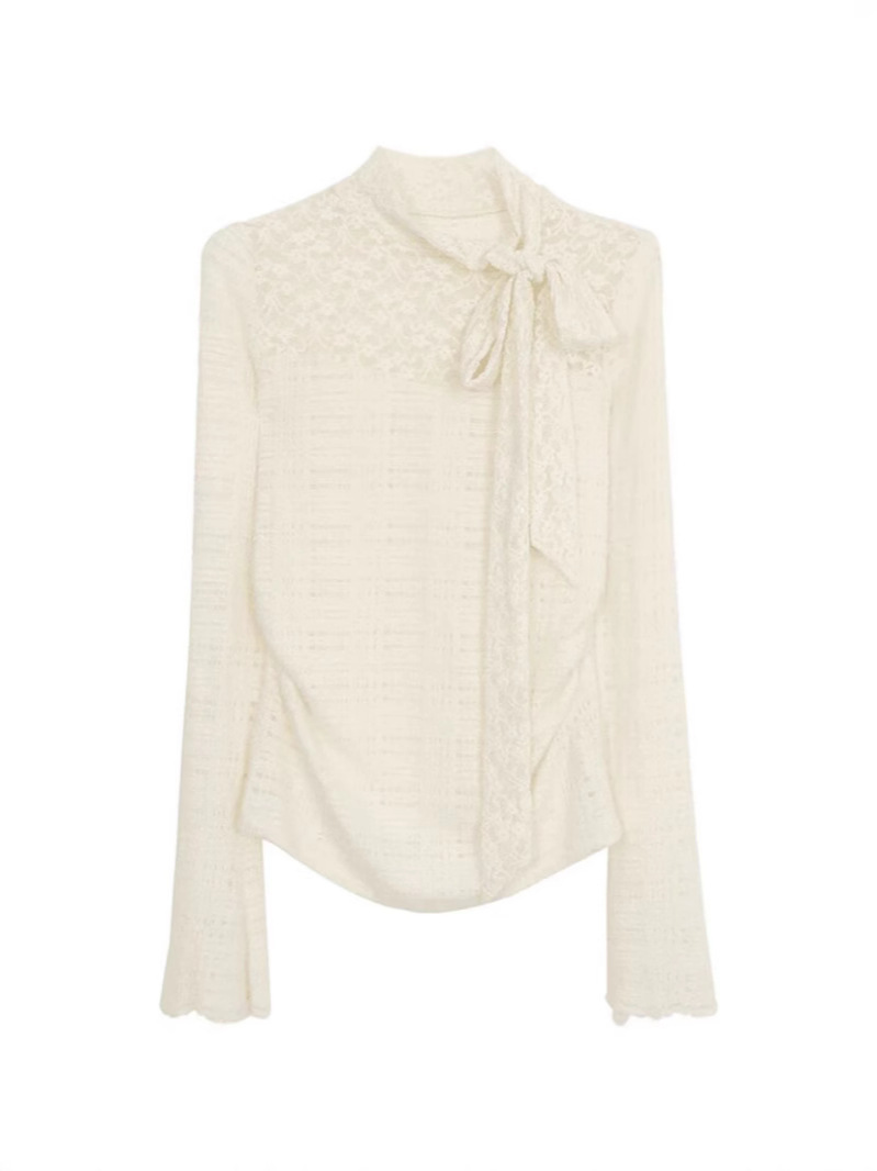 Picture of 1660 Autumn and Winter New French Design Sense Lace Top Slim-fit Slim New Slim-fit Pure Base Shirt Women