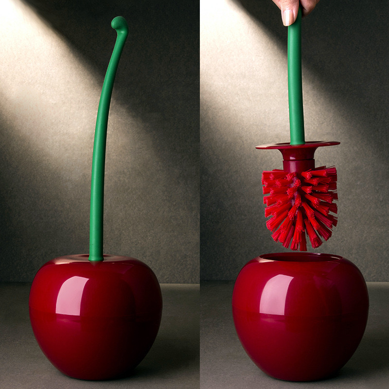 Cherry Toilet Brush Household Long Handle Soft Hair Toilet Brush General Merchandise Creative Plastic Cleaning Brush Toilet Brush suit