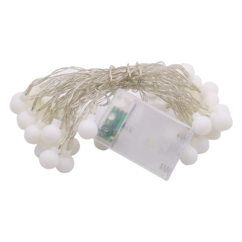 White frosted ball lamp string outdoor camping lamp string lamp string wedding decoration small colored lamp arrangement atmosphere lamp courtyard