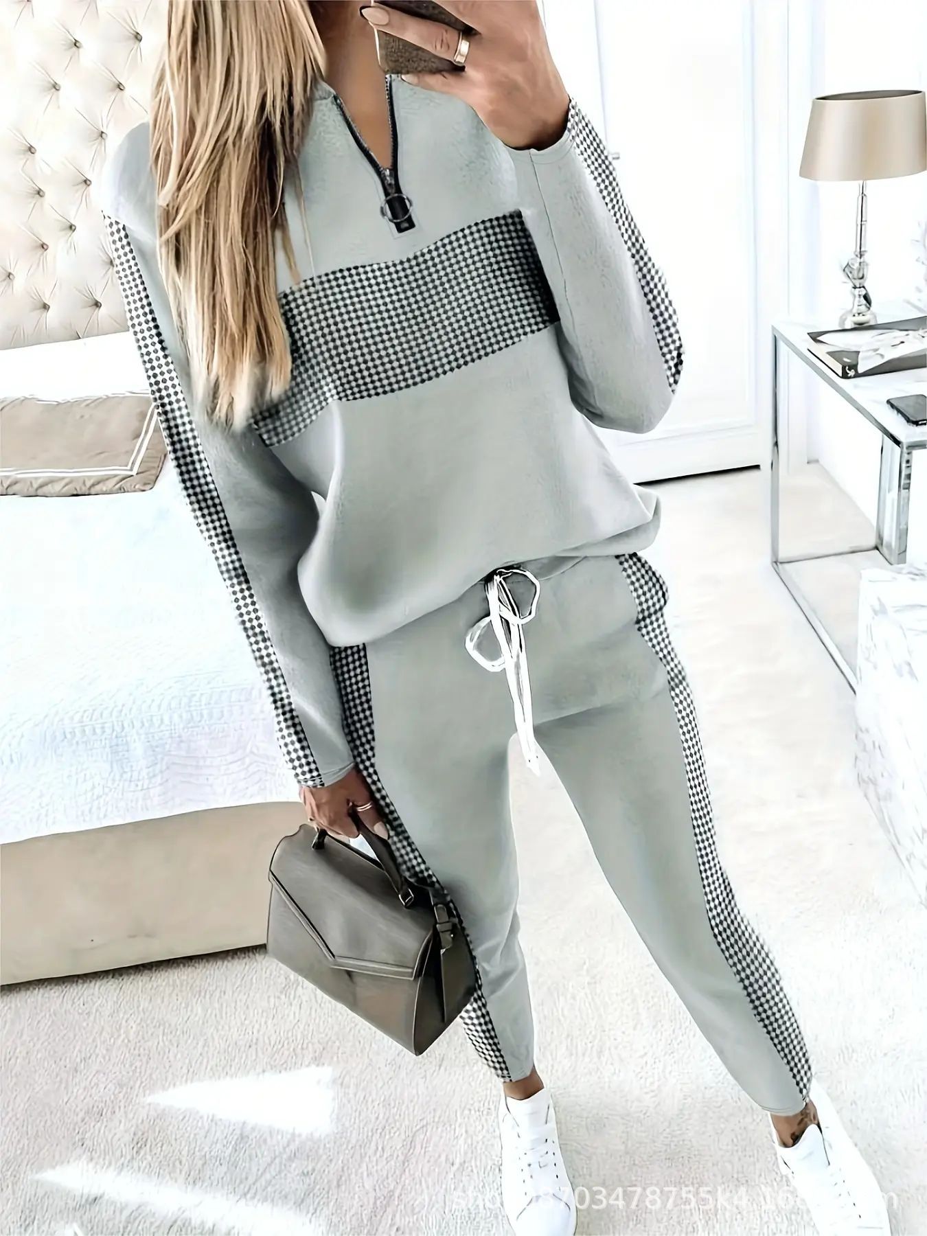 2024 Women's Cross-border European and American suit Women's Fashion Casual Long Sleeve Spring and Autumn Amazon Sweatshirt Women's Two-piece Winter Set