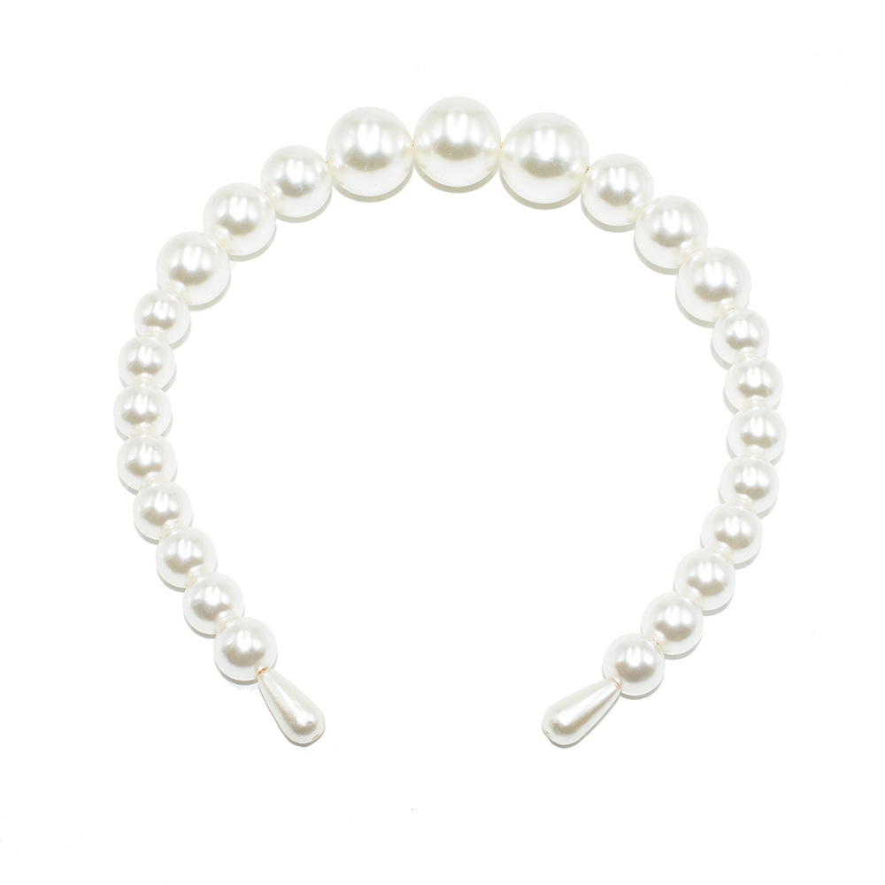 Picture of European and American Hot Selling Ladutong Large Pearl Headband Wedding Headwear Photo Studio Jewelry Handmade Beaded Pearl Headband