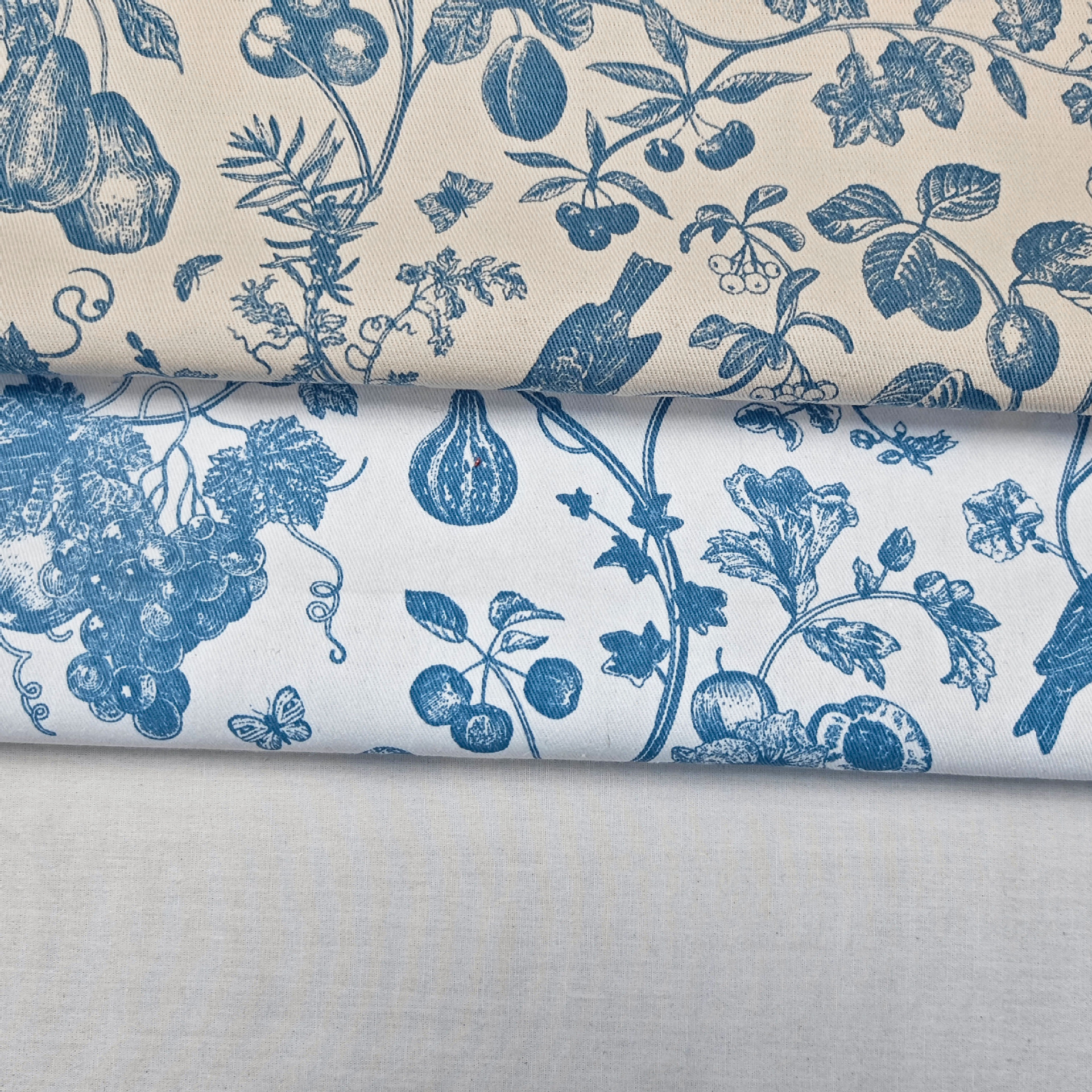 Picture of To ing Wash Water Twill 10856 Cotton Fruit Flower Bird Blue and Green Printed Fabric Jacket Pants Box Tablecloth