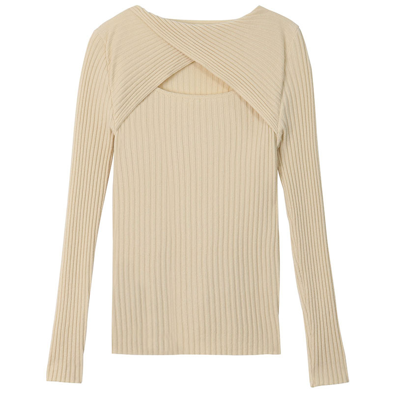Picture of Designed Cut Out Long-Sleeved Knitwear Women's Autum K-Style New Slim Fit Elastic Inner Bottoming Top