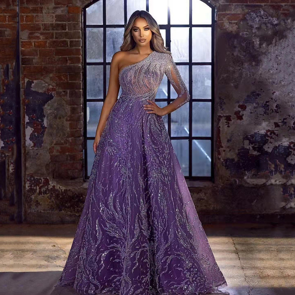 2025 Cross-Border New Spring and Summer European and American Evening Dress with Gold Open Sleeves Slit Dress Slim Dress Long Skirt