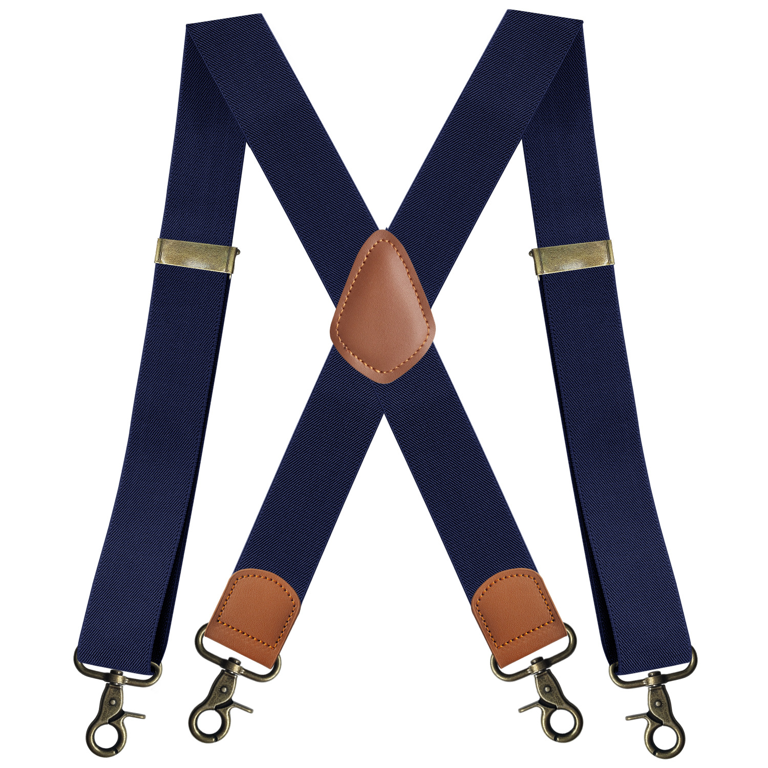 Picture of Manufacturers supply adult men's 4-clip elastic elastic strap X-shaped trousers suspenders with bronze hook buckle strap clip