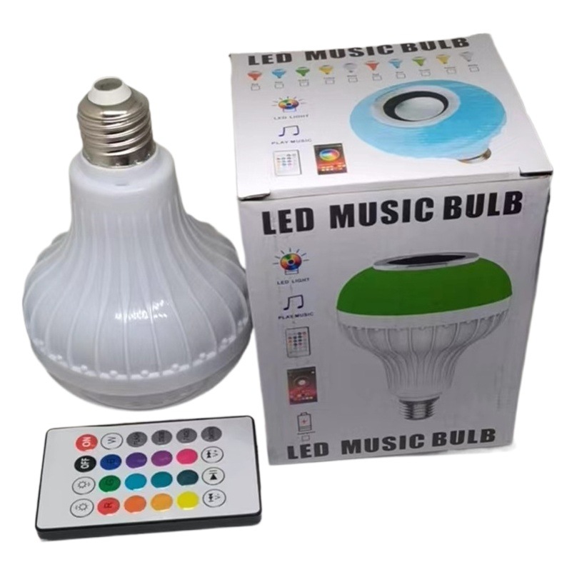 Cross-Border Colorful Bluetooth Audio Bulb Rgb Smart Bluetooth Music Bulb E27 Wireless Remote Control Music Stage Light