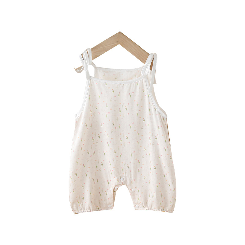 Picture of Baby's Summer Clothes Newborn Printed Short-sleeved Jumpsuit Baby's Summer Sling Cute Cotton Hassel Climbing Suit