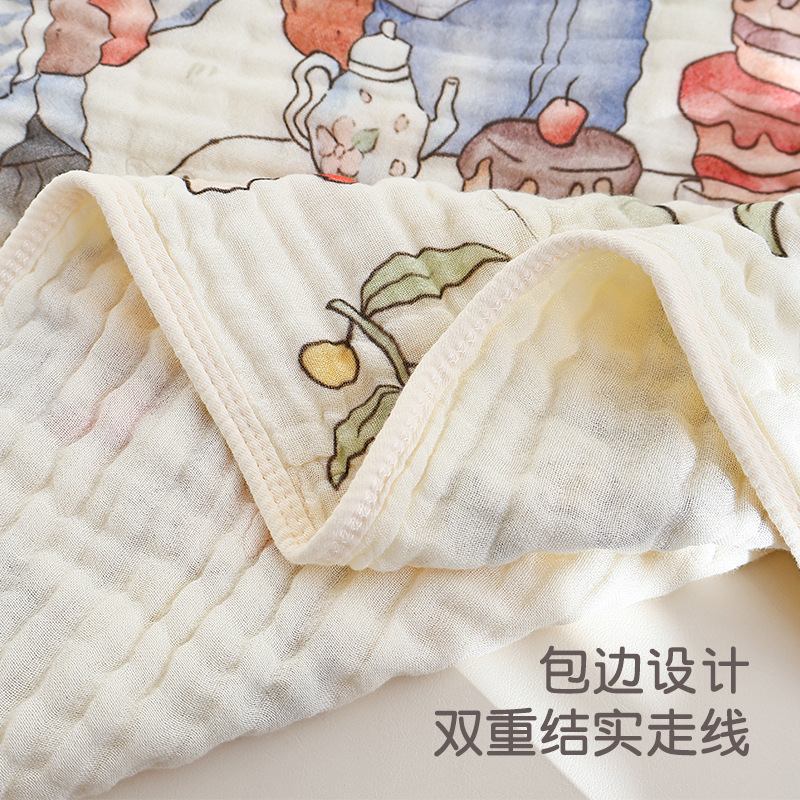 Picture of Baby Bath Towel Bamboo Cotton Pinch Gauze Baby Wrap Towel Newborn Bath Towel Large Size Soft Absorbent Four Seasons Universal