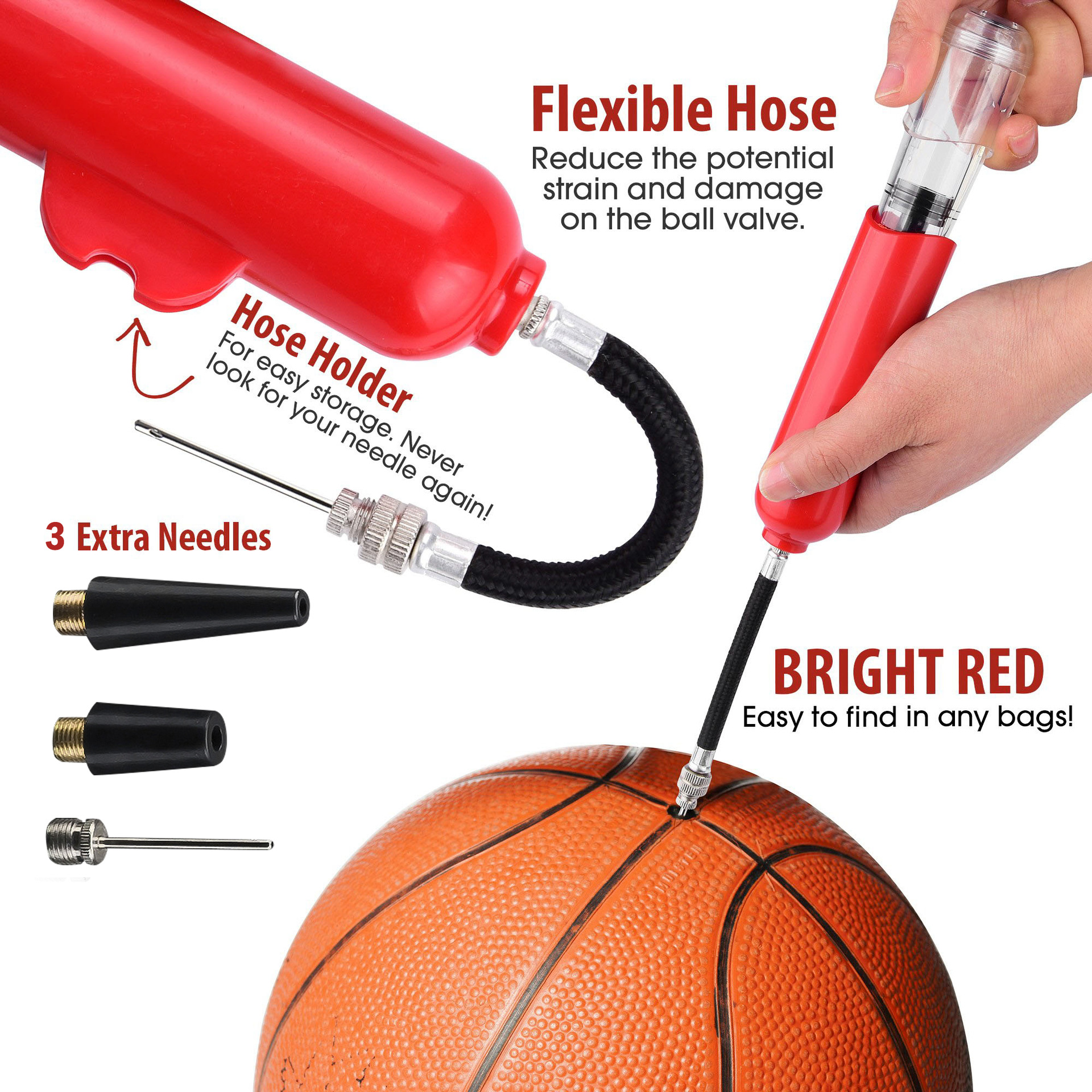 Picture of Outdoor Basketball Pump Football Volleyball Universal Portable Inflatable Pump Air Needle Air Pump Supplies Children's Toy Set