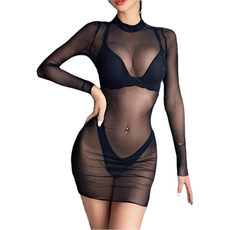 Europe and the United States sexy net clothing girls new summer bikini temptation perspective net long sleeve beach party swimwear wholesale