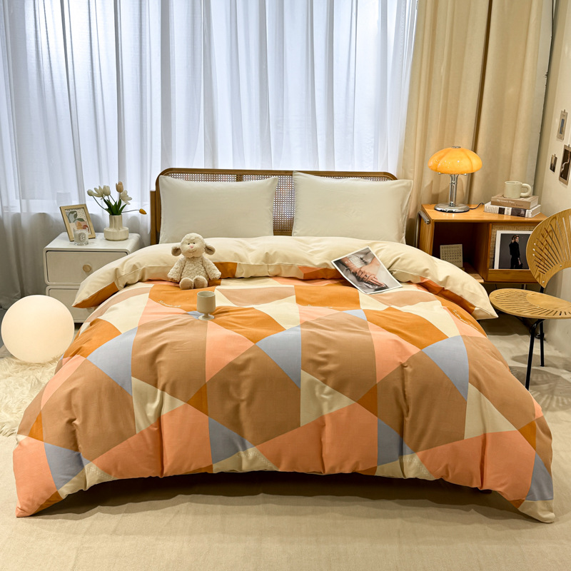 Picture of Cotton brushed duvet cover single piece modern simple single double dormitory thickened quilt cover pure cotton duvet cover single piece