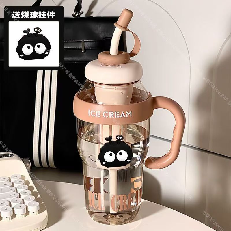 Picture of Lucky Belly Cup Large Capacity Big Mac Water Cup Tea Leakage Scented Tea Suction Tube Cup High Color Value Handle Convenient Ice Cup