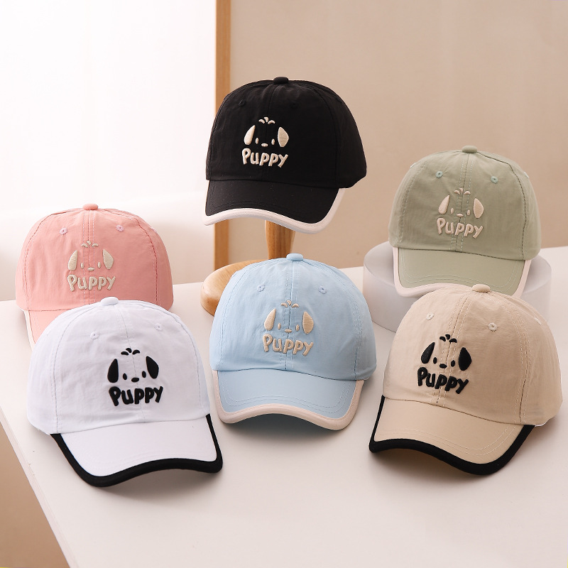 puppy embroidered puppy children's net cap boys baby cap summer girls sunscreen thin baseball cap sunshade
