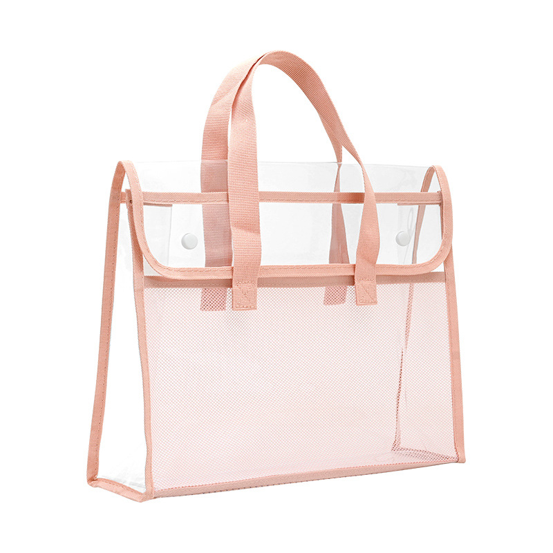 Picture of Transparent File Bag Pvc Waterproof Handbag Student Carrying Bag Tutoring Bag Exam Special Bag Snap-On Storage