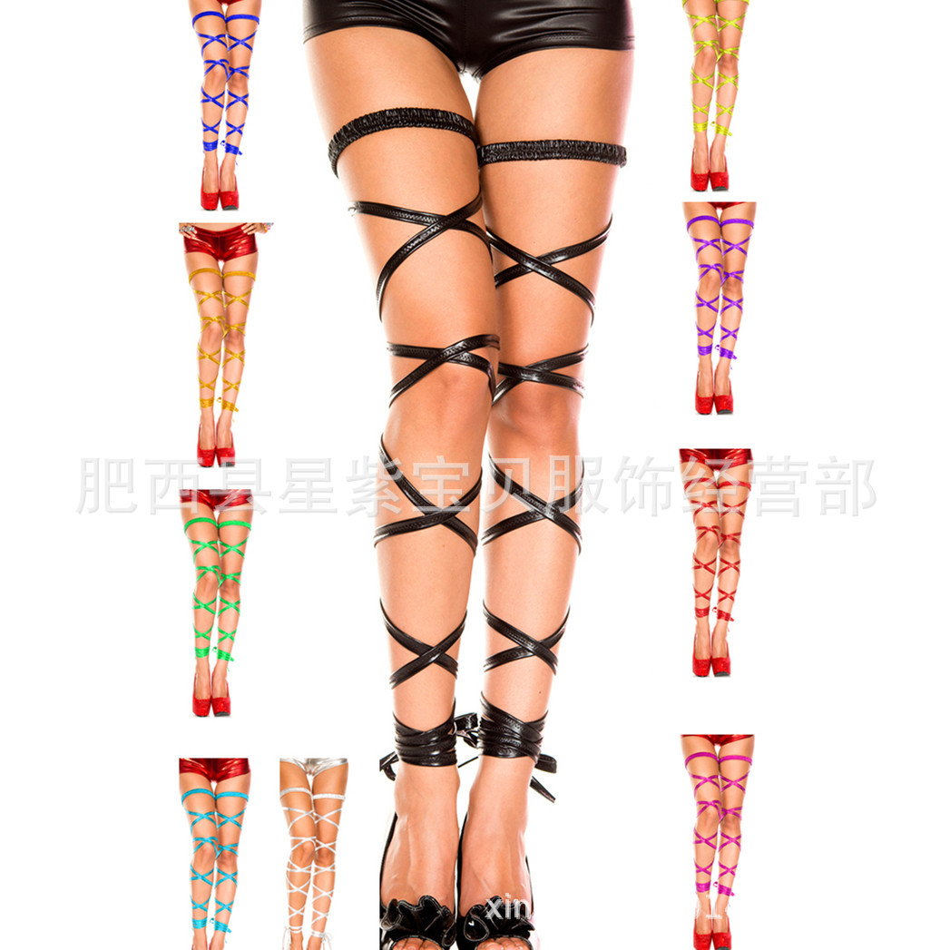 Sexy lingerie bronzing non-slip Garter leg ring plus 3.5 meters long strap a pair of foreign trade 1025