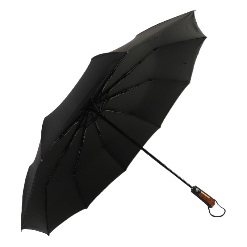 Picture of 10 bone automatic umbrella self-opening opaque black rubber sunscreen sun umbrella curved handle three-fold umbrella advertising logo