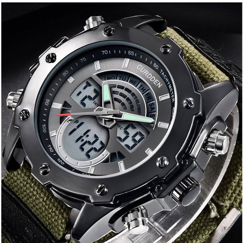 Curdden Brand Men's Fashion Nylon Chronograph Digital Watches