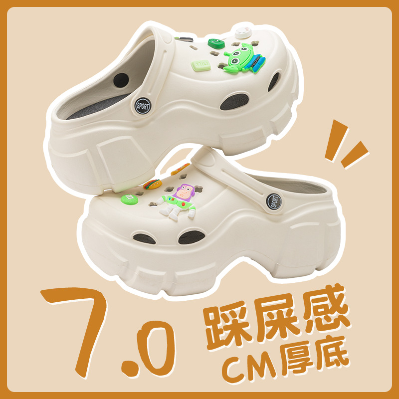 Picture of Thick-Soled Croc Shoes Women's 2025 New Summer Eva Anti-Slip Heightening Heel Beach Sandals Slippers Women's Summer Outerwear