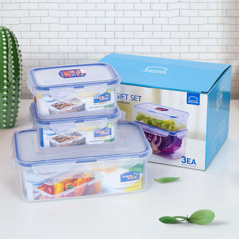 Picture of Lock Plastic Crisper Three-Piece Set Storage Sealed Lunch Box Student Children's Lunch Box Gift Box Gift