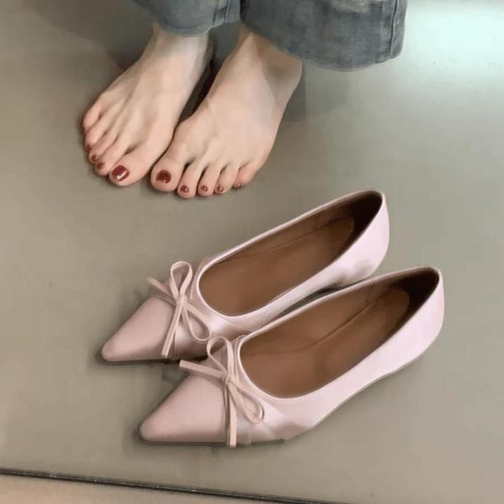 Pointed Toe Flats Versatile Non-Slip Elegant Shoes for Women Autum 2025 New Bow Gentle Versatile Women's Shoes
