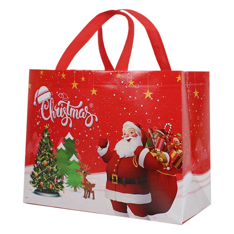 Cross-Border Christmas Non-Woven Coated Bag Santa Claus Non-Woven Gift Bag Christmas Non-Woven Handbag