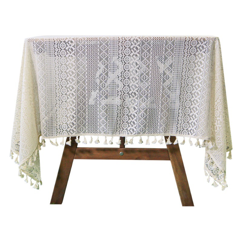 French Retro Lace Tablecloth Hollow Woven Crochet American Style Pastoral Ins Nordic Style Wedding Tablecloth Cover
