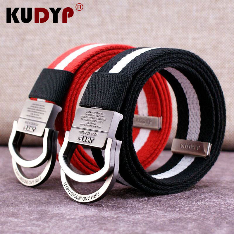 A piece of domestic and foreign hair unisex metal double buckle Stripe canvas belt 180 lengthened belt belt