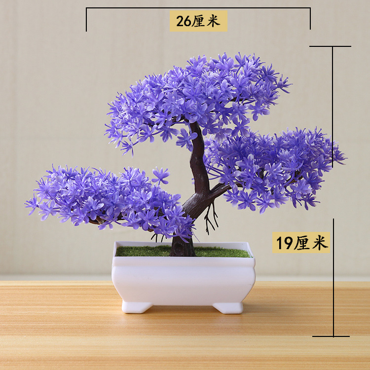 Picture of Sakura Snowball Simulated Plant Potted Grass Ball Bonsai Small Tree Home Decoration Flower Ornament Creative Mini Small Round Ball