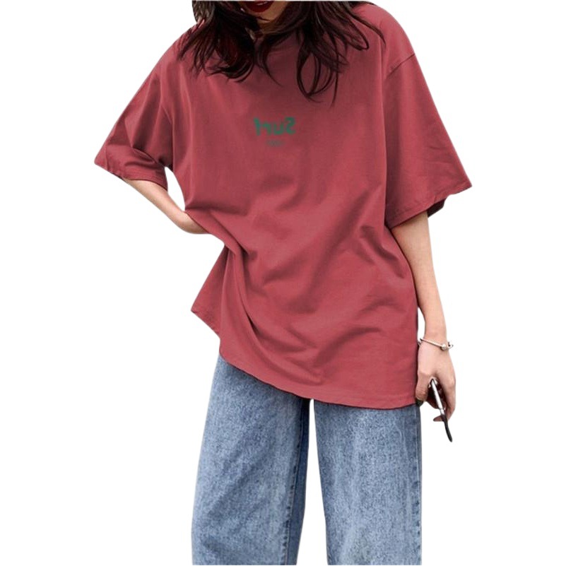 Short-sleeved T-shirt Women's New 2025 Summer Simple Letter Printed Loose Korean Style Student Top plus size Women's Fashion