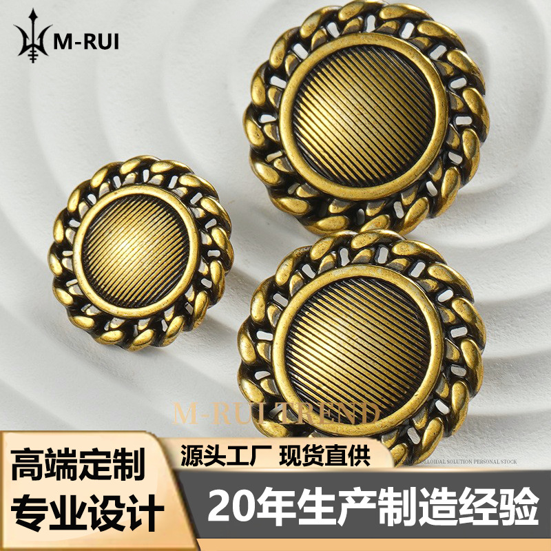 Chanel style button retro gold coat button sweater coat women's decorative buckle round metal button wholesale